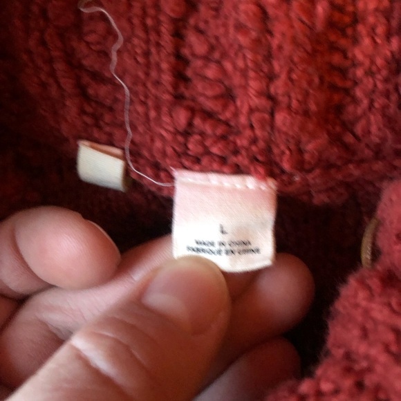 Anthropologie MOTH Sweater Women's Large Red Orange Boucle Pullover Cowl Neck - Picture 5 of 8